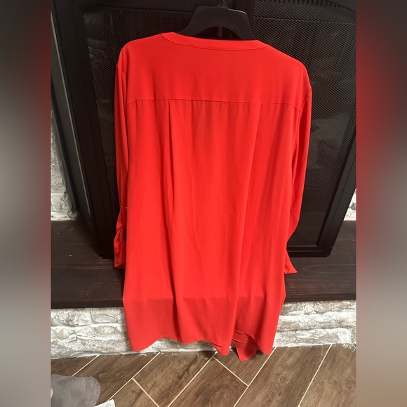 NWTs Chico’s Red/orange Utility Tunic Size 4 Or XL Blouse Career Casual - Picture 2 of 10